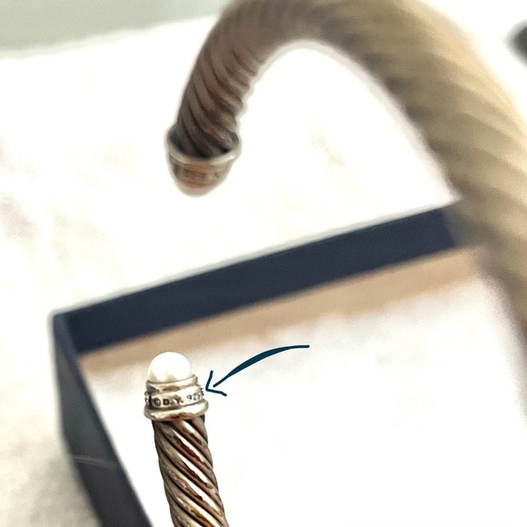 David Yurman Cable Classics Bracelet in Sterling Silver Pearls  Diamond - Picture 6 of 6